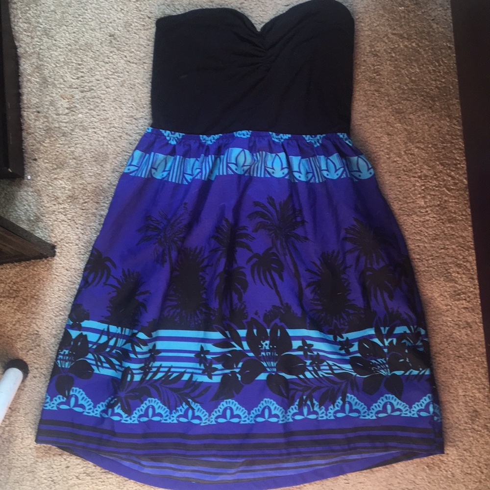 Roxy Hawaiian Print Tube Top Dress
